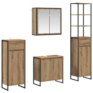 vidaXL Badezimmerm&ouml;bel-Set 4 Stk. Artisan-Eiche Holzwerkstoff