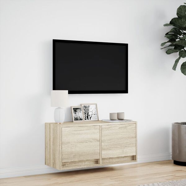 vidaXL TV-Wandschrank mit LED-Beleuchtung Sonoma-Eiche 80x31x38 cm