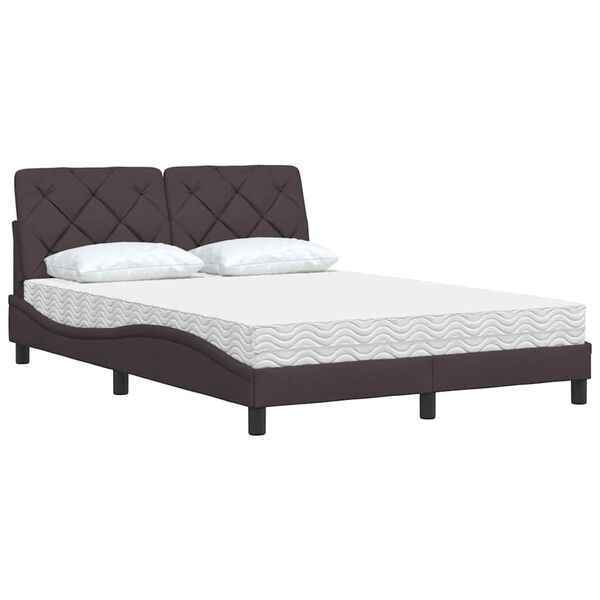vidaXL Bett mit Matratze Dunkelbraun 140x190 cm Stoff
