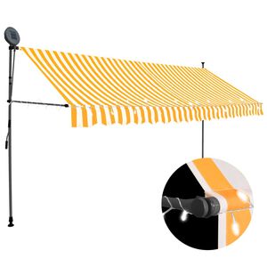 vidaXL Einziehbare Markise Handbetrieben mit LED 350 cm Wei&szlig; Orange