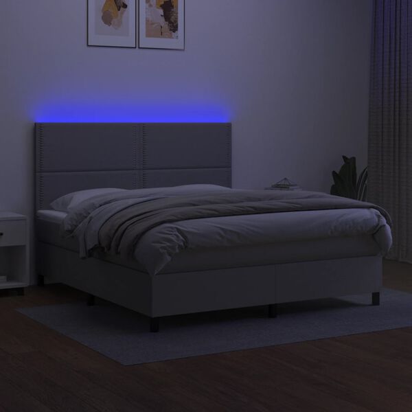 vidaXL Boxspringbett mit Matratze & LED Hellgrau 160x200 cm Stoff