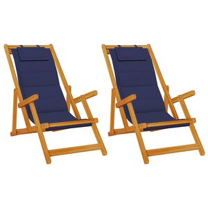 vidaXL Liegestuhl mit Kissen 2 pcs Braun Massivholz Akazie