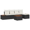 vidaXL Garten-Sofa-Set mit Kissen 6 pcs Schwarz Poly Rattan