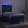 vidaXL Boxspringbett mit Matratze & LED Dunkelblau 90x200 cm Samt