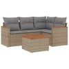 vidaXL 5-tlg. Garten-Sofagarnitur mit Kissen Beige Poly Rattan