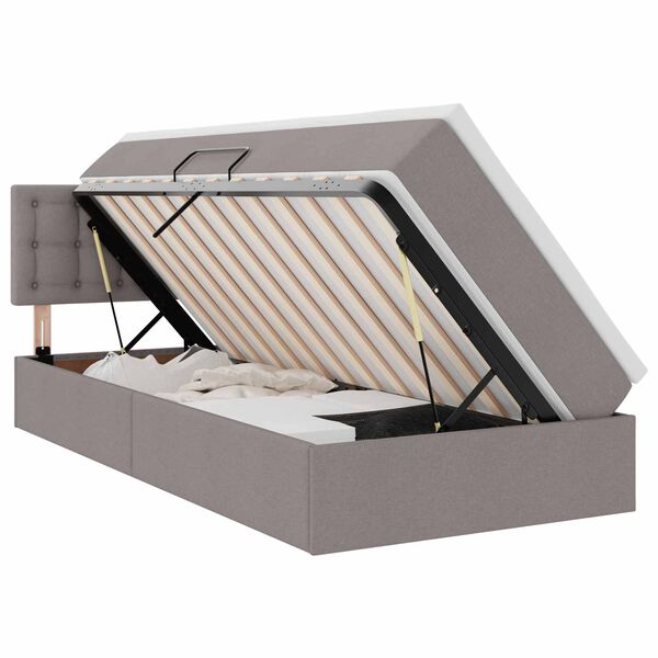 vidaXL Bett mit Stauraum und LED mit Matratze Taupe 90 x 190 cm Stoff