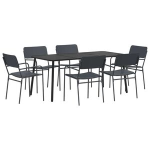 vidaXL Essgruppe 7 stk. Anthrazit Stahl