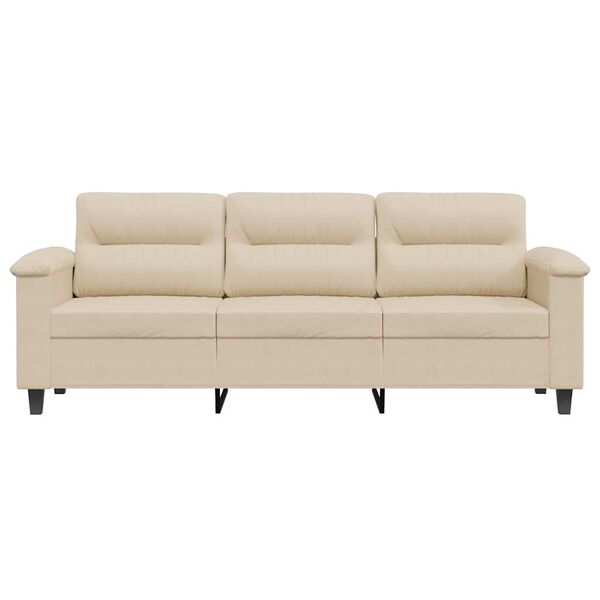 vidaXL 3-Sitzer-Sofa Creme 180 cm Mikrofasergewebe