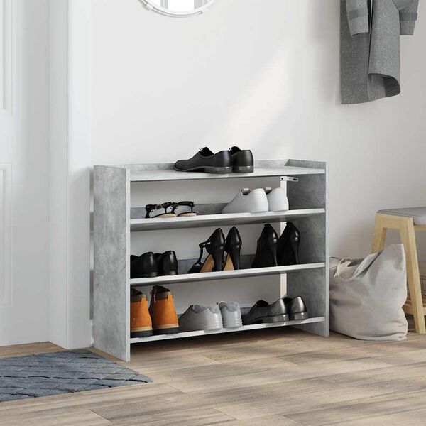 vidaXL Schuhregal Betongrau 80x25x62 cm Holzwerkstoff