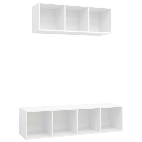 vidaXL 2-tlg. TV-Schrank-Set Wei&szlig; Holzwerkstoff
