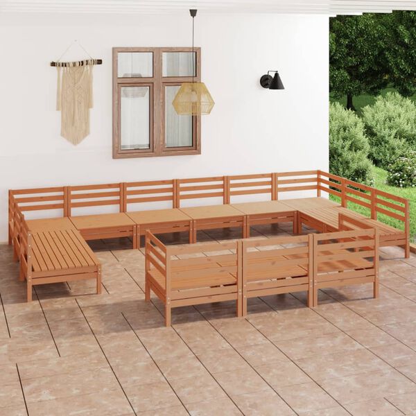 vidaXL 13-tlg. Garten-Lounge-Set Honigbraun Massivholz Kiefer