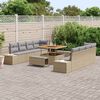 vidaXL Gartensofa-set mit Kissen mit Speicher 11 pcs Beige Poly Rattan
