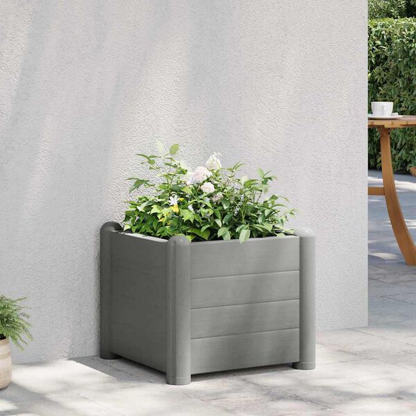 vidaXL Garten-Hochbeet PP Stein Grau 43x43x35 cm