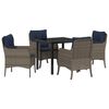 vidaXL Garten Essgruppe mit Kissen 5 pcs Grau Poly-Rattan