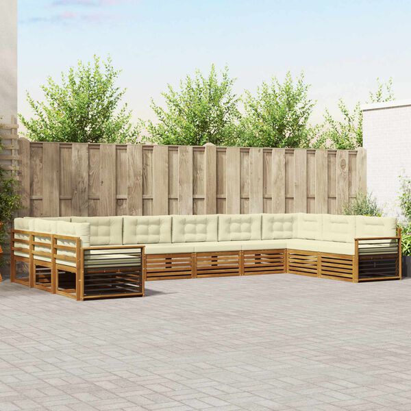 vidaXL Sofagarnituren 10 pcs Natur und Creme Massivholz Akazie