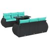 vidaXL 7-tlg. Garten-Sofagarnitur mit Kissen Schwarz Poly Rattan
