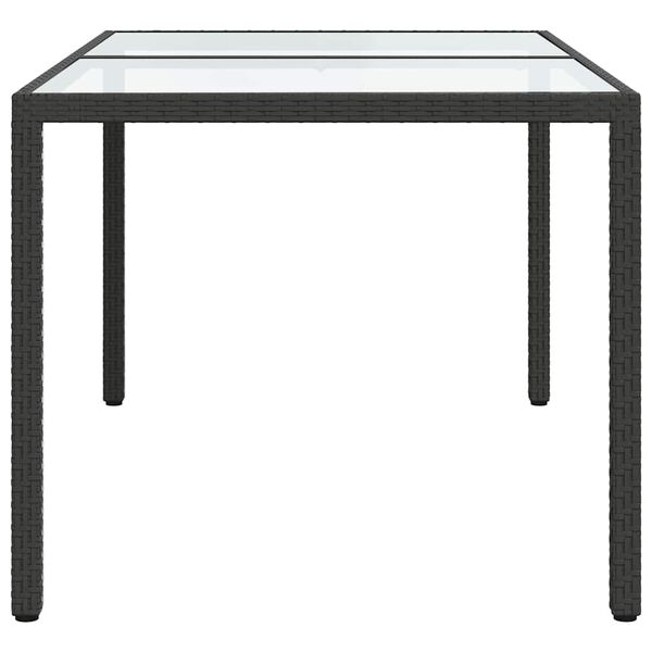vidaXL Gartentisch 150x90x75 cm Gehärtetes Glas Poly Rattan Schwarz