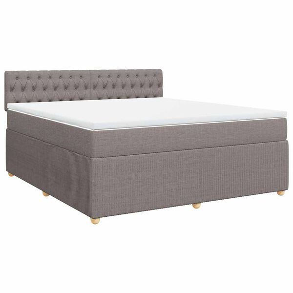vidaXL Boxspringbett mit Matratze Taupe 180x200 cm Stoff