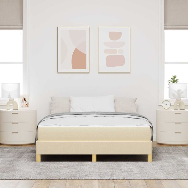 vidaXL Boxspringbett mit Matratze Creme 140 x 200 cm Stoff