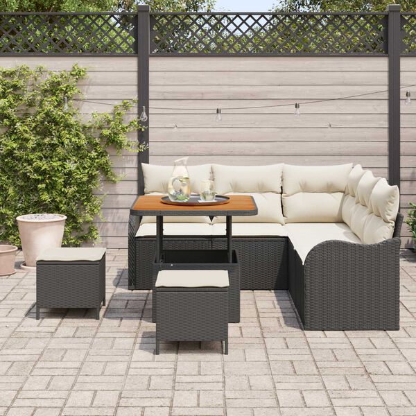 vidaXL Garten-Sofa-Set 8 pcs Schwarz Poly-Rattan