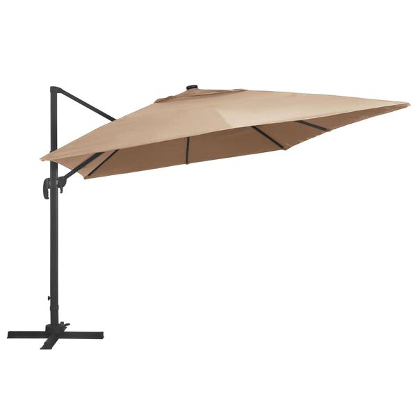 vidaXL Ampelschirm mit LED-Beleuchtung Alu-Mast 400x300 cm Taupe