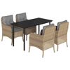 vidaXL 5-tlg. Garten-Essgruppe mit Kissen Beige Poly Rattan