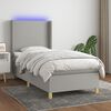 vidaXL Boxspringbett mit Matratze & LED Hellgrau 100x200 cm Stoff