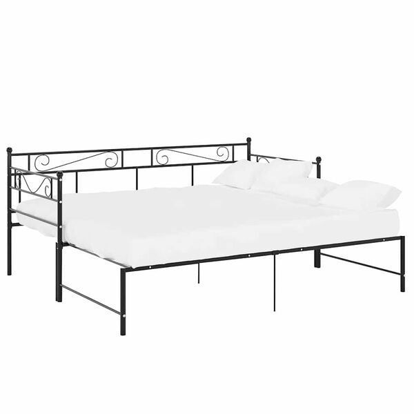 vidaXL Tagesbett Ausziehbar Schwarz Metall 90x200 cm