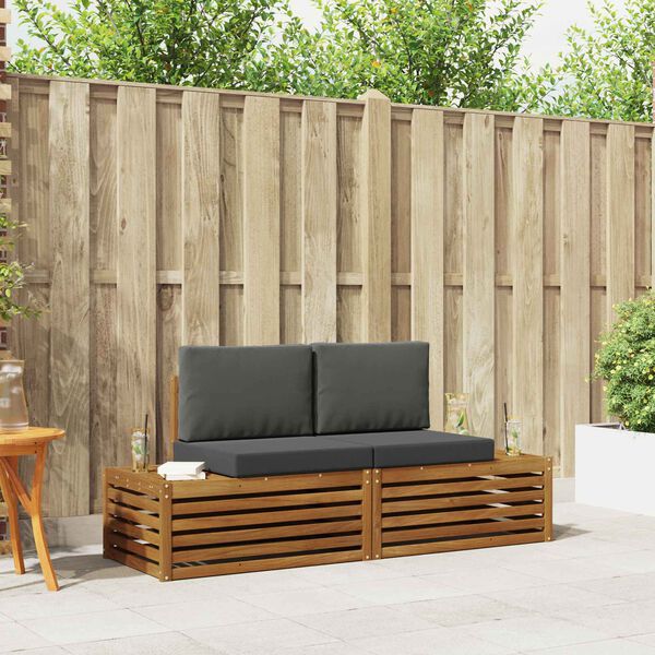 vidaXL Outdoor-Sofagarnitur mit Kissen 2 St&uuml;ck Natur und Anthrazit