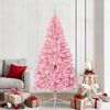 vidaXL K&uuml;nstlicher vorbeleuchteter Weihnachtsbaum Rosa 210 cm PVC