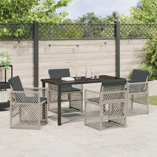 vidaXL Garten Essgruppe 5 pcs Hellgrau Poly-Rattan