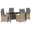 vidaXL Garten Essgruppe mit Kissen 5 pcs Beige Poly-Rattan