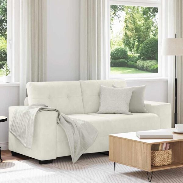 vidaXL Zweisitzer-Sofa Creme 140 cm Samt