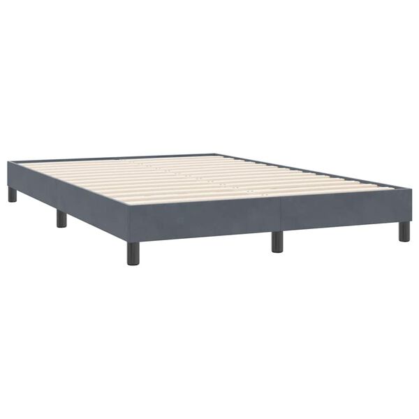 vidaXL Boxspringbett mit Matratze Dunkelgrau 140x220 cm Samt