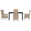 vidaXL Garten Essgruppe mit Kissen 5 pcs Beige Poly-Rattan