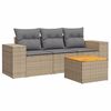 vidaXL 4-tlg. Garten-Sofagarnitur mit Kissen Beige Poly Rattan