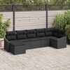 vidaXL Garten-Sofa-Set mit Kissen 7 pcs Schwarz Poly-Rattan