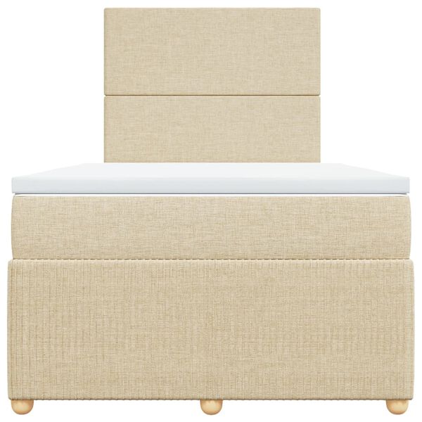 vidaXL Boxspringbett mit Matratze Creme 120x190 cm Stoff
