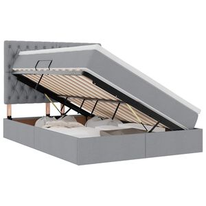 vidaXL Bett mit Stauraum und LED Hellgrau 140 x 190 cm Polyester