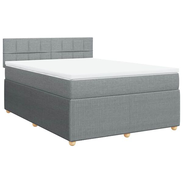 vidaXL Boxspringbett mit Matratze Hellgrau 160x200 cm Stoff