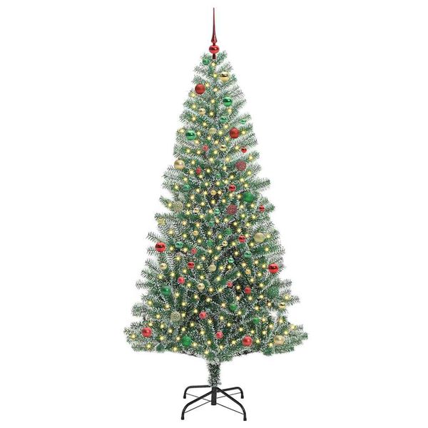 vidaXL K&uuml;nstlicher Weihnachtsbaum beschneit mit LED Licht 210 cm