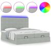 vidaXL Ottoman-Bett mit Matratzen & LEDs Hellgrau 200x200 cm Samt