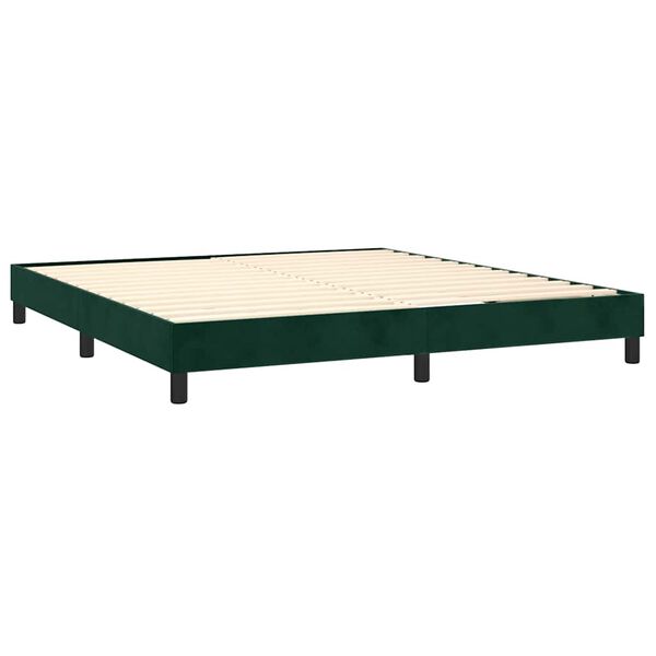 vidaXL Boxspringbett mit Matratze Dunkelgr&uuml;n 160x200 cm Samt
