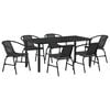 vidaXL Garten Essgruppe 7 pcs Schwarz Pulverbeschichteter Stahl