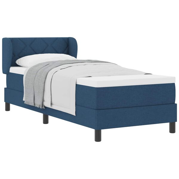 vidaXL Boxspringbett mit Matratze mit Kopfteil Blau 80 x 200 cm Stoff
