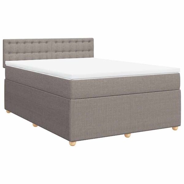vidaXL Boxspringbett mit Matratze Taupe 140x190 cm Stoff