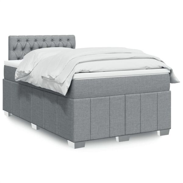 vidaXL Boxspringbett mit Matratze Hellgrau 120x190 cm Stoff