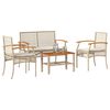 vidaXL 4-tlg. Garten-Lounge-Set mit Kissen Beige Poly Rattan