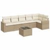 vidaXL 7-tlg. Garten-Sofagarnitur mit Kissen Beige Poly Rattan