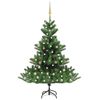 vidaXL K&uuml;nstlicher Weihnachtsbaum Nordmann LED & Kugeln Gr&uuml;n 150 cm